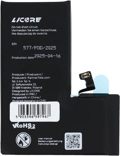 Licore Συμβατή Μπαταρία Αντικατάστασης 3274mAh για iPhone 15 Pro