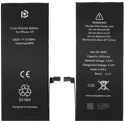 Prio Kompatibler Ersatzakku 2915mAh für iPhone 6s Plus
