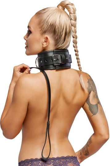 Zado Leather Κολάρο σε Μαύρο Χρώμα