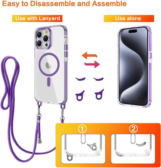 Orso Detachable Lanyard Magsafe Clear Black Phone Case for iPhone 18 Pro Max and 17 Pro Max