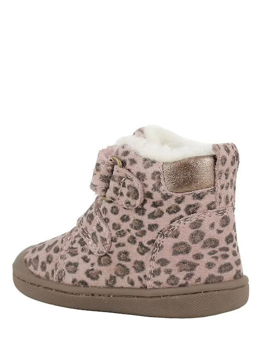 Anatomic Leather Kids Ankle Boots with Hoop & Loop Closure Pink