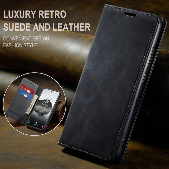 Techsuit Confy Cover Book Silicone / Synthetic Leather Black (Moto G15)