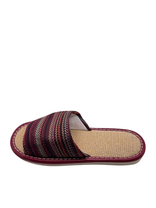 Tecos Damen Hausschuhe Sliders Burgundisch