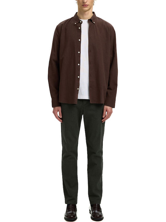 Long Sleeve Denim Shirt in Regular Fit Brown