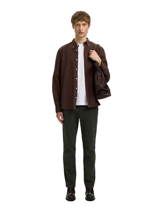 Long Sleeve Denim Shirt in Regular Fit Brown