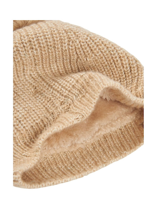 Kinder Beanie Gestrickt Beige