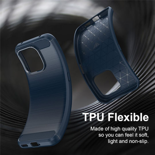 Techsuit Carbon Silicone Plastic Blue Back Cover (Honor 600)