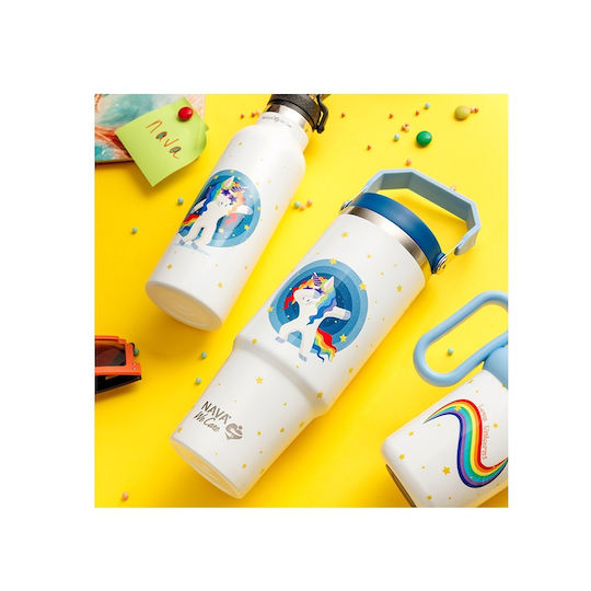 Nava Чаша с Дръжка Термос Неръждаема Стомана 900ml Multi-white с Сламка и Дръжка