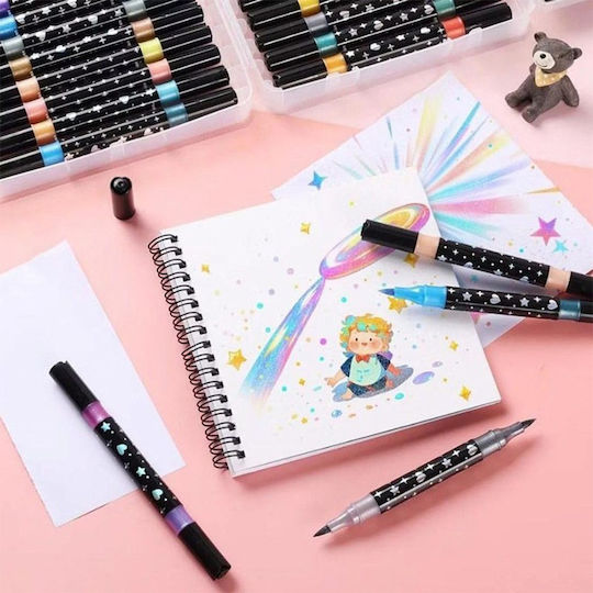 Markere cu Vârf Dublu, cu Glitter Set 72 Culori