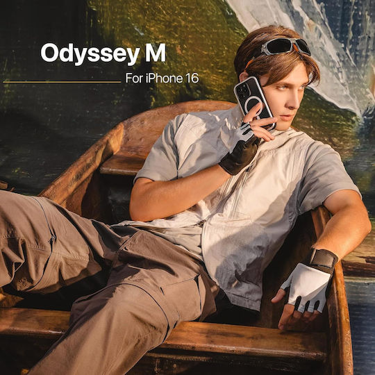 Mageasy Odyssey M Back Cover Leather / Silicone Black (iPhone 16 Pro Max)