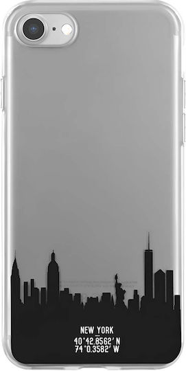 Bigben Connected Case Iphone Se 2020 8 7 Semi-rigid New York Landmarks Transparent