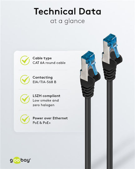 Goobay S/FTP Cat.6a (Gigabit) Καλώδιο Δικτύου Ethernet 1.5m Μαύρο