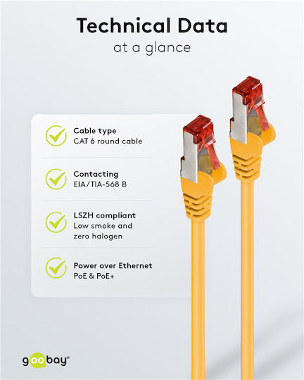 Goobay S/FTP Cat.6 Gigabit Ethernet Network Cable 0.5m Yellow