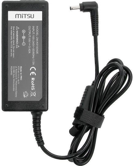 Mitsu Laptop Charger 65W 19V 3.42A for Asus with Detachable Power Cable