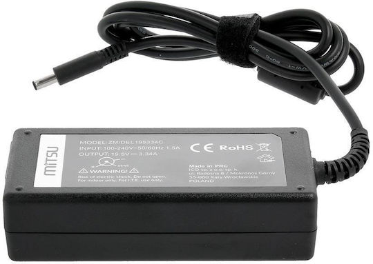 Mitsu Laptop Charger 65W 19.5V 3.34A for Dell with Power Adapter