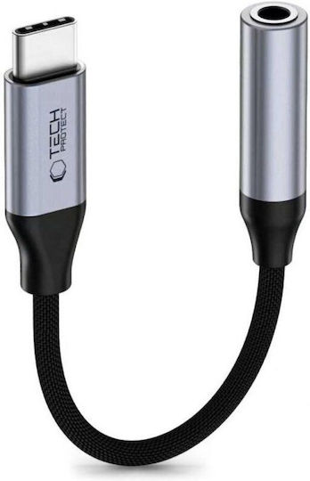 Tech-Protect Ultraboost Μετατροπέας USB-C male σε 3.5mm female Γκρι