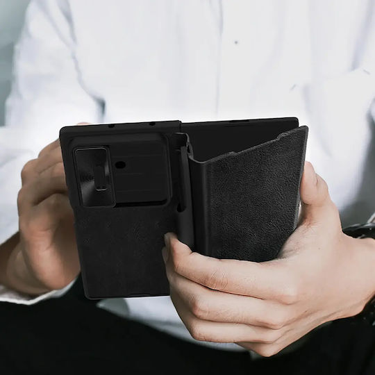 Nillkin Qin Book Pro din Piele Artificială Neagră (Galaxy Z Fold7)