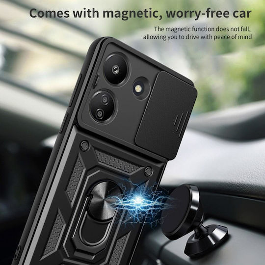 Hurtel Hybrid Back Cover Silicon / Plastic Negru (Redmi 13C 5G)