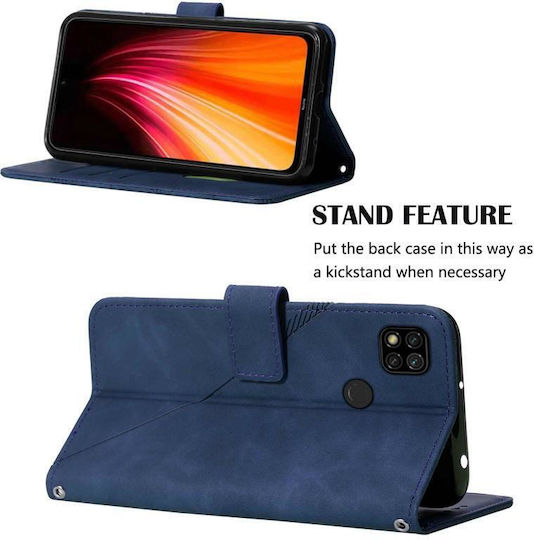 3d Embossed Книга Кожа / Силикон Син (Redmi 9CRealme C3)