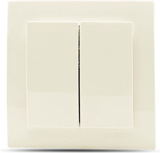 Geyer Nilson Recessed Wall Switch Rolling Shutters Double with Frame Aller Retour Beige