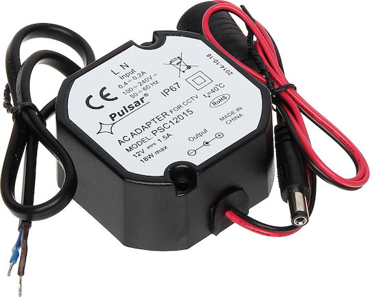 Pulsar Alimentarea cu energie electrică pentru sisteme CCTV 12V/1.5A IP67 Black PSC12015