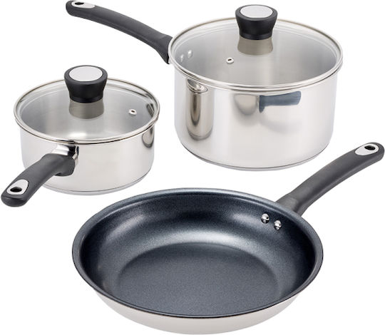 Horwood Set de Vase de Gătit din Oțel Inoxidabil cu Acoperire Antiaderentă 3 Piese