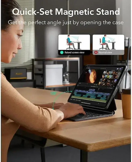 ESR Rebound Magnetic Flip Cover cu Tastatură Negra (iPad Pro 2024 13" - iPad Pro 2024 13")
