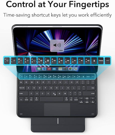 ESR Rebound Флип Капак с Клавиатура Английски Език САЩ Черен iPad Pro 2020 12.9" iPad Pro 2021 12.9" iPad Pro 2022 12.9''