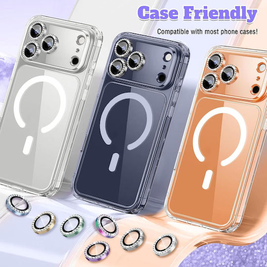 Orso Lens Protectoare Pentru Camera Mobilă Tempered Glass Diamante Roz iPhone 17 Pro iPhone 17 Pro Max