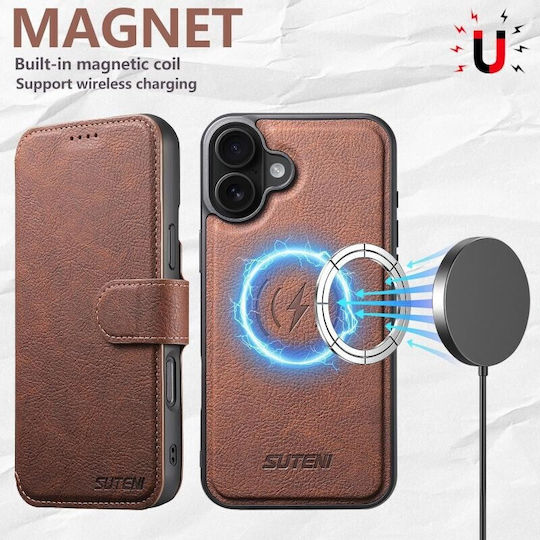 Suteni Q05 Magsafe Wallet Detachable Silicone Case Brown Apple Iphone 17