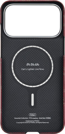 Pitaka Case Iphone 17 Pro Max Ultra-slim Pitatap Monogram-gold/red