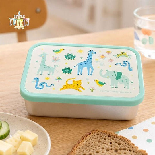 A Little Lovely Company Stainless Steel Kids Food Container 0.9lt Grey