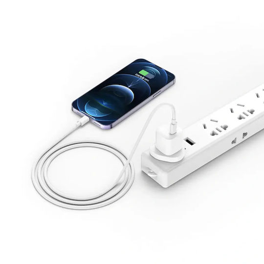 Wiwu Charger GaN with USB-C Port and Cable USB-C - USB-C 30W Whites (U008)