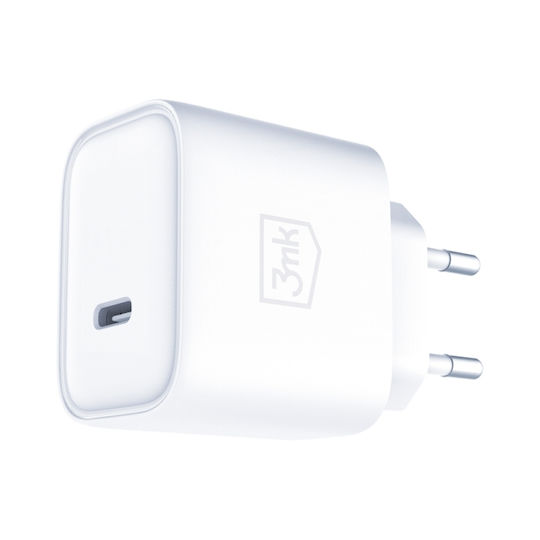 3MK USB-C Charger with USB-C Cable - USB-C 20W Power Delivery White (Rayo)
