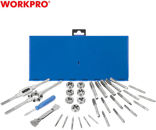 Set de tarozi și filiere 32 buc M3-M12 Wp309008 Workpro Profi