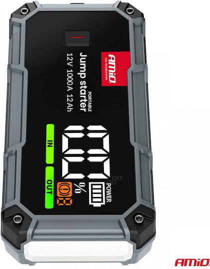 Amio Starter Portabil Baterie 3 în 1 Tip Jump Starter Lumină Led Powerbank Tensiune de Operare 12v Capacitate 12ah 500-1000a Pentru Autoturisme 1 Buc 04676/am 04676/am