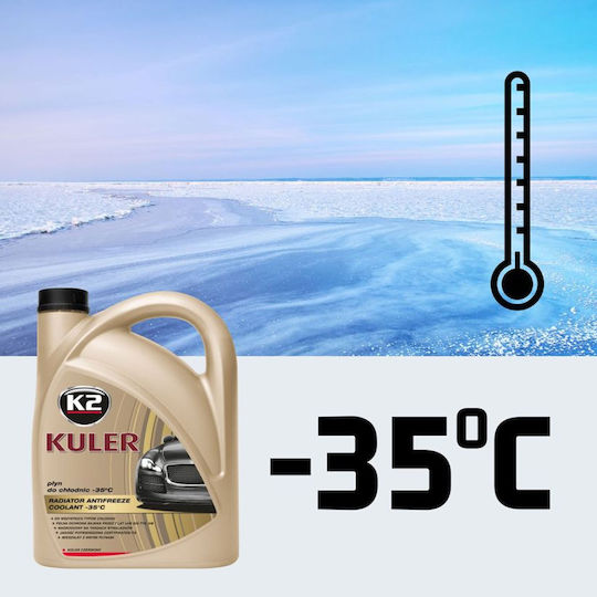 K2 Ready for Use Engine Coolant for Car -35°C Red 4lt