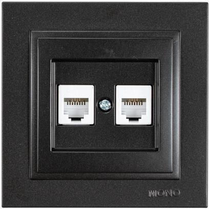 Eurolamp Priză Telefonică cu Cadru Dublu în Culoare Neagră 152-10339