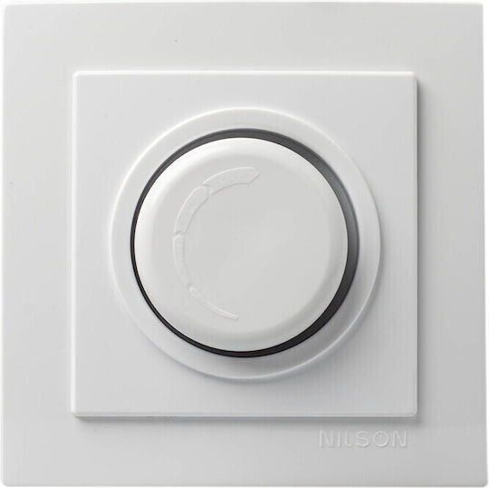 Geyer Comutator Încastrat Cu Variator Dimmer Cu Ramă LED Rotativ Alb