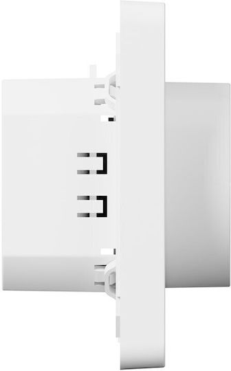 Tesla Επιτοίχιος Διακόπτης Dimmer με Πλαίσιο LED Περιστροφικός 300W σε Λευκό Χρώμα