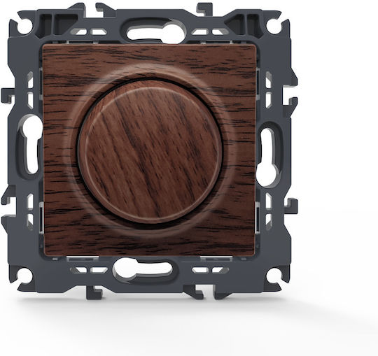 Aca Prime Χωνευτός Διακόπτης Dimmer χωρίς Πλαίσιο Universal Περιστροφικός 800W σε Καφέ Χρώμα