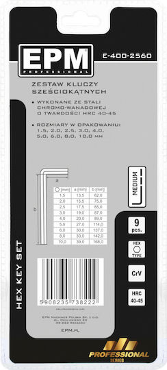 Allen Key Set “hex” Type L 9pcs