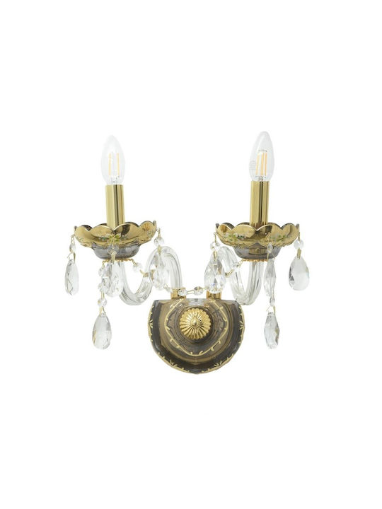 Inart Vintage Wall Lamp with E14 Socket Black 17x17x28cm