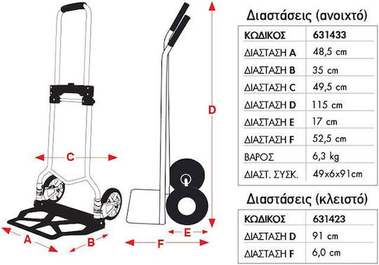 Express Transport Trolley Foldable for Weight Load up to 170kg
