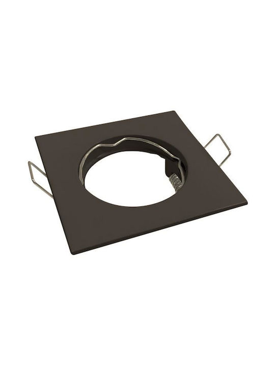 Eurolamp Pătrat Metalic Spot Încorporat cu Soclu G5.3 Par16 Negru 7.8x7.8cm. 5buc