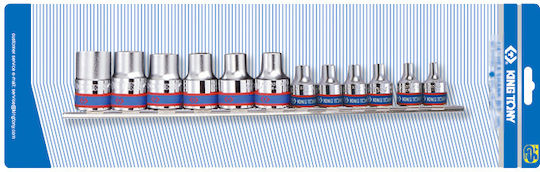 King Tony Căpăcei cu Patrat de Prindere 3/8", 1/2" Set 12buc