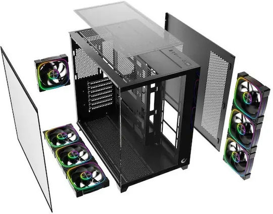 Rampage Sealite Black Gaming Midi Tower Computer Case with Side Window and ARGB Lighting Black