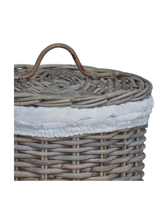 vidaXL Laundry Basket Wicker with Lid Gray