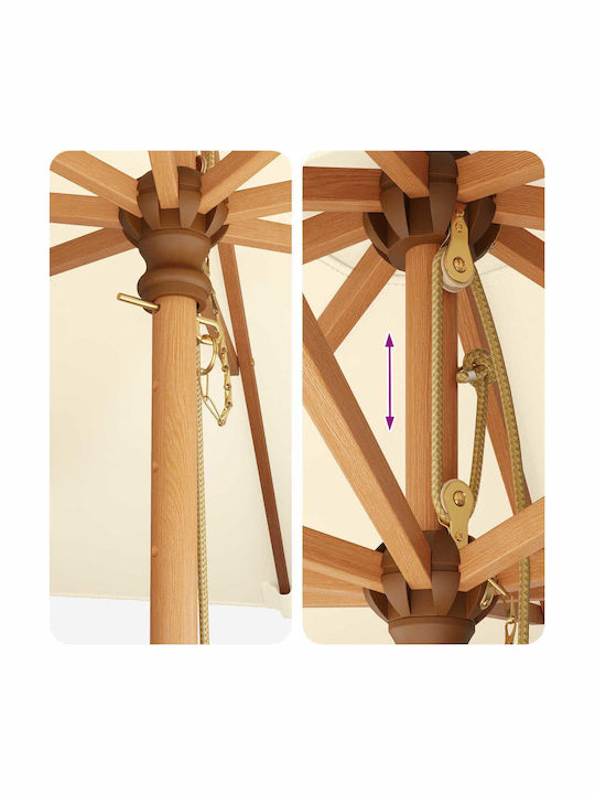 Ομπρέλα Ξύλινη Λευκή 2.48x2.48xΥ2.48m