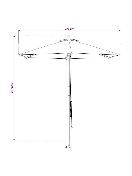 Ομπρέλα Ξύλινη Λευκή 2.37x2.37xΥ2.37m